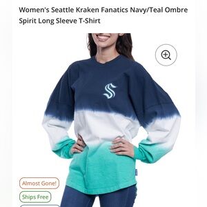 Kraken Fanatics Navy and Teal Ombre Long Sleeve T-Shirt